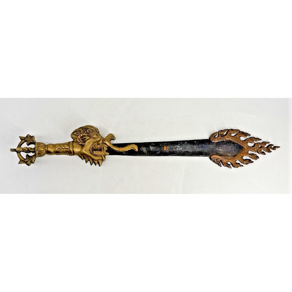 Tibetan Fire Sword of Manjushri Iron Brass Buddhist Ritual Nepal Antiqued Finish
